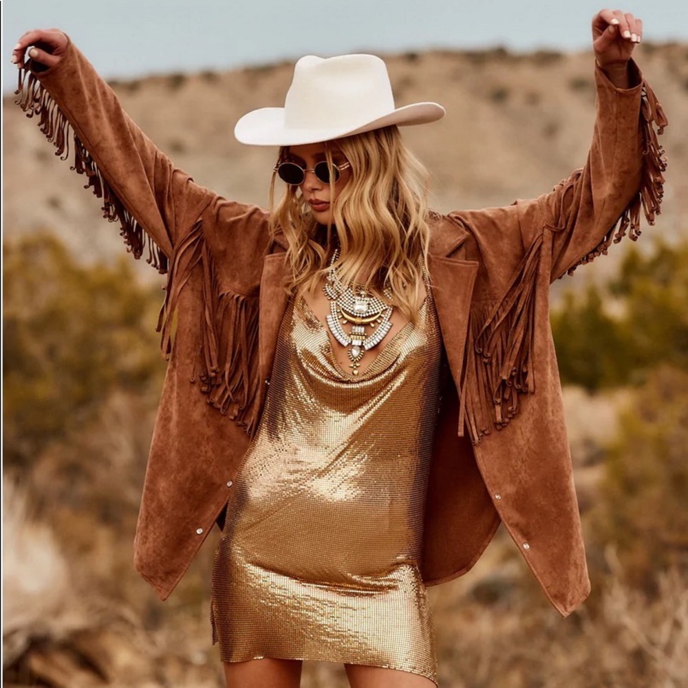 NWT 12th Tribe Brown Fringe Jacket